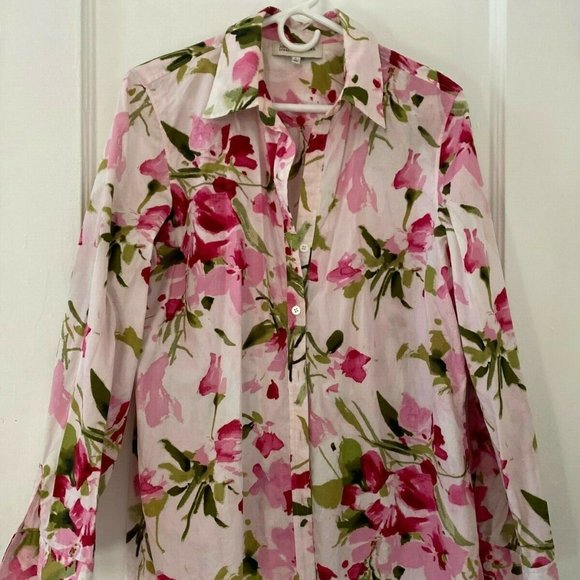 Johns New York Sport Flower Blouse Size L - Picture 1 of 8